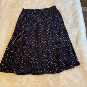 LOFT - Navy & White - Polka Dot - Midi Skirt - Size 8